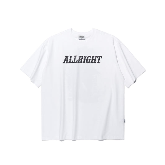 เสื้อยืด ALLRIGHT ทรงโอเวอร์ไซส์ลายม้า (สีขาว)