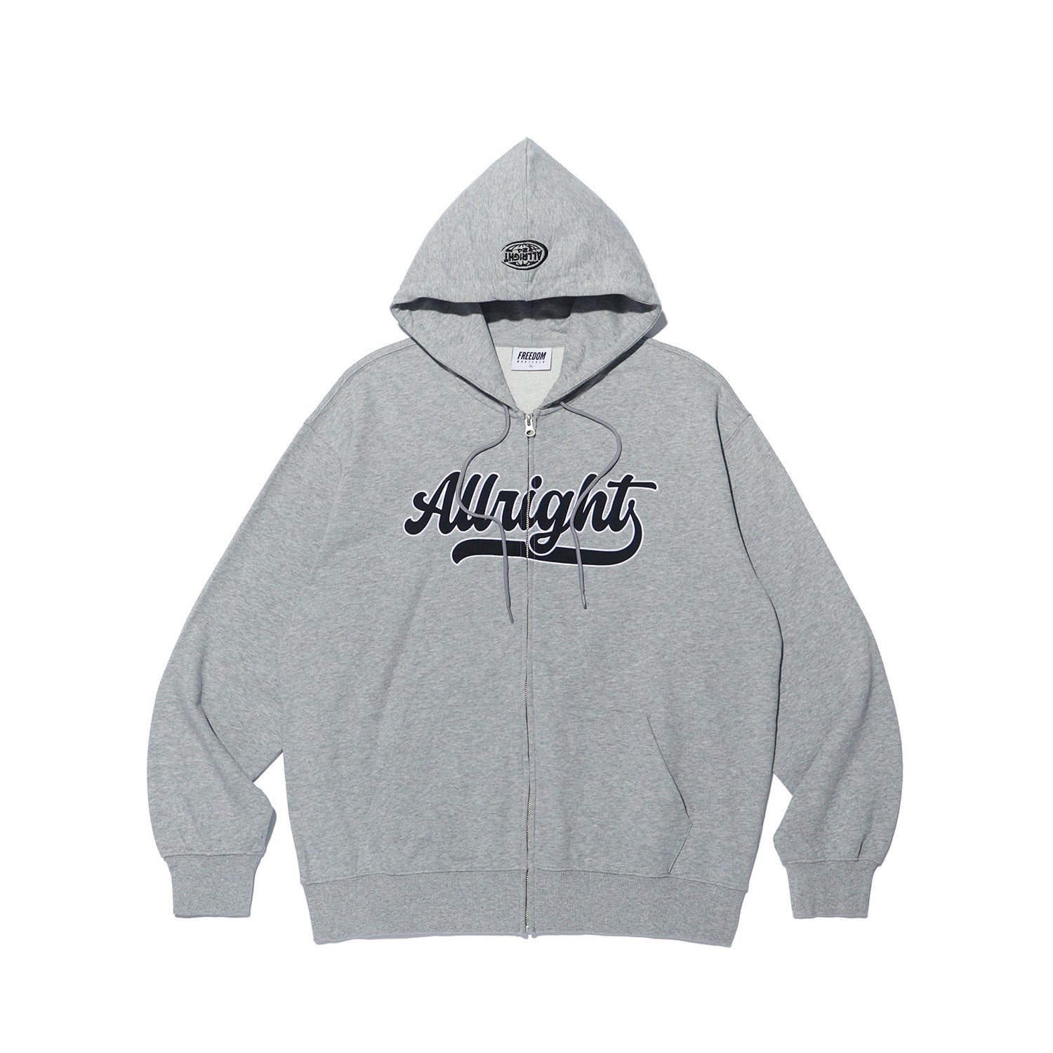 เสื้อฮู้ดติดอักษร Varsity ALLRIGHT (สีเทา)