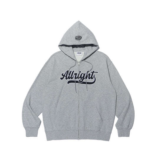 เสื้อฮู้ดติดอักษร Varsity ALLRIGHT (สีเทา)