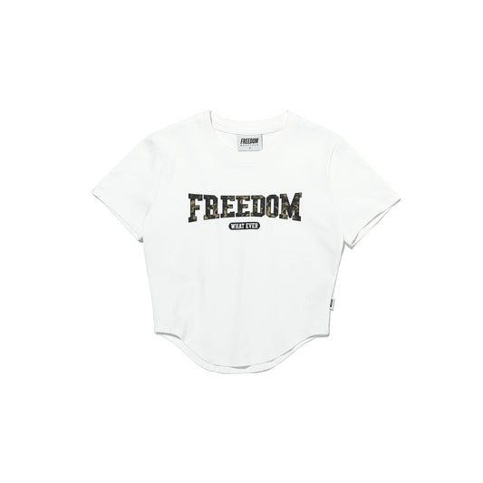 เสื้อครอป Freedom Camo Logo (สีขาว)
