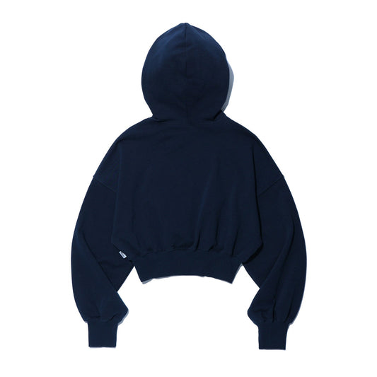 เสื้อฮู้ดดี้ครอปปักตัวอักษรสำหรับผู้หญิง (สีกรมท่า)