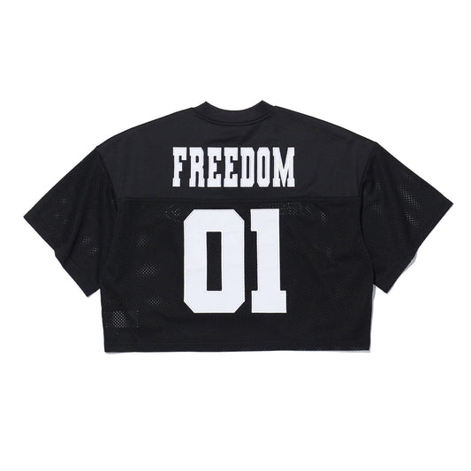 เสื้อรักบี้ครอปสำหรับผู้หญิง รุ่น Freedom (สีดำ/ขาว)