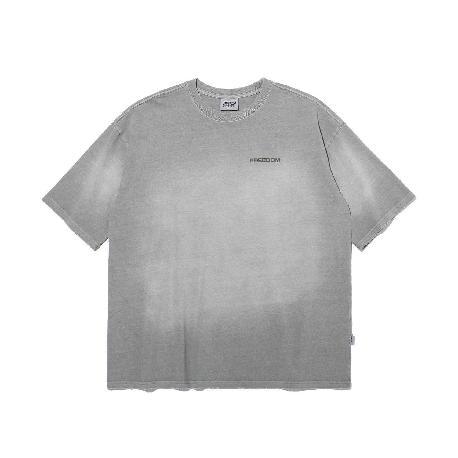 เสื้อยืดฟอกสีลายโลโก้เล็ก (สีเทา)