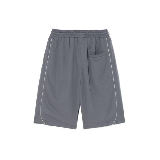 กางเกงเบอร์มิวดาผ่าข้างผ้าตาข่าย (เทาเข้ม)