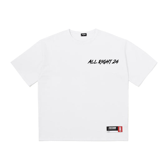 เสื้อยืดโอเวอร์ไซส์พิมพ์ลาย Allright Back (สีขาว)