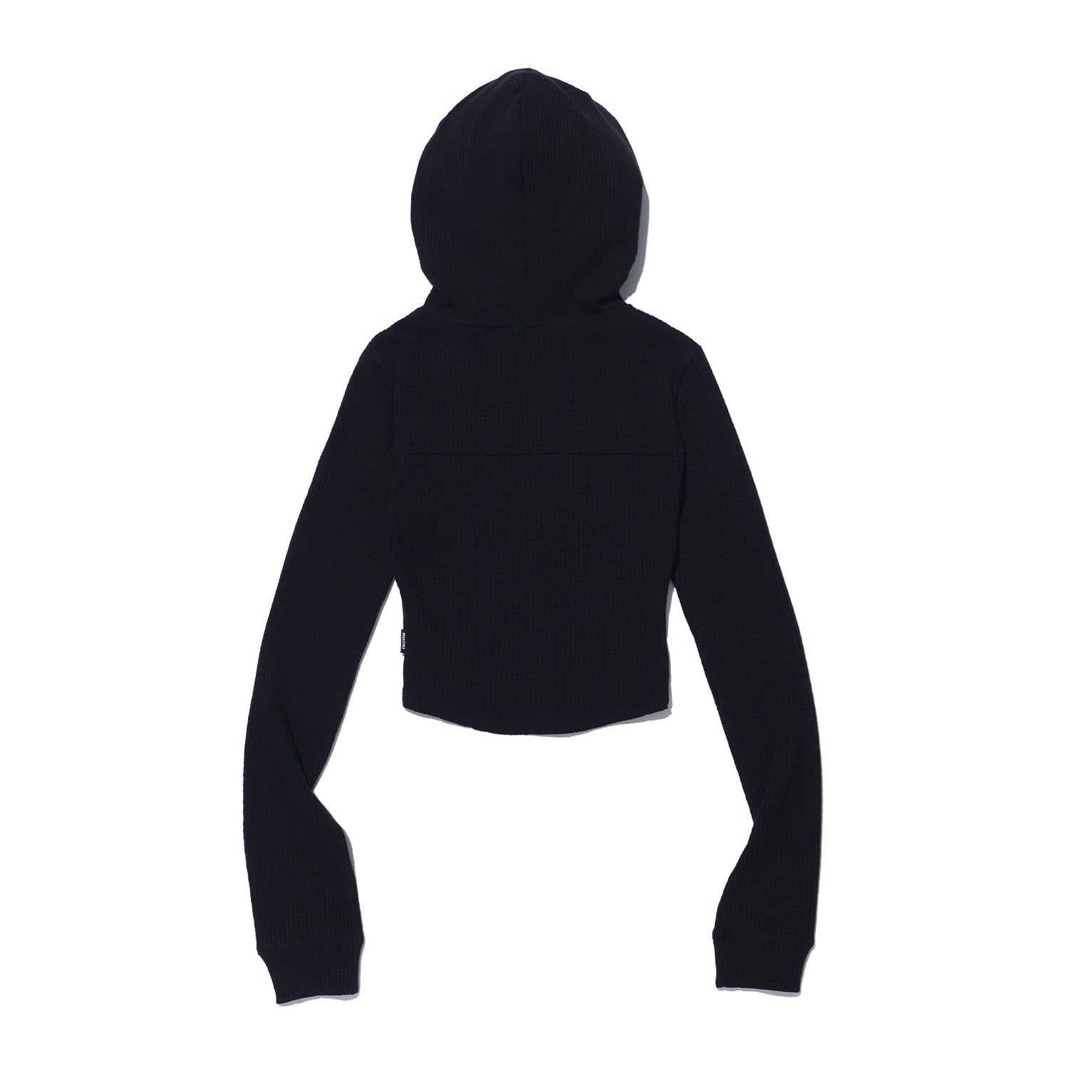 เสื้อฮู้ดซิปสองทางลายร่องเล็ก (สีดำ)