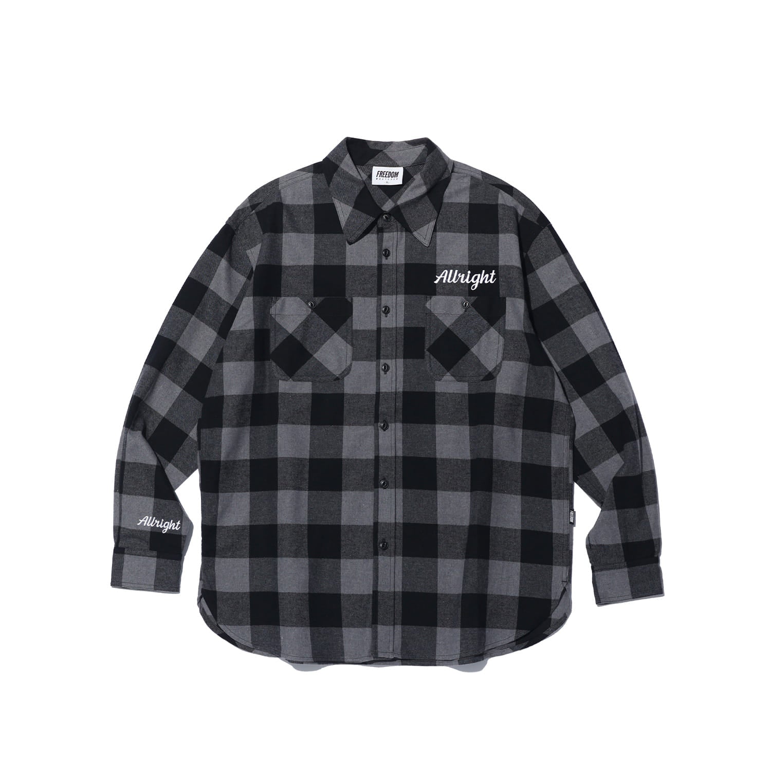 เสื้อเชิ้ตลายตารางหมากรุก ALLRIGHT (สีดำ)