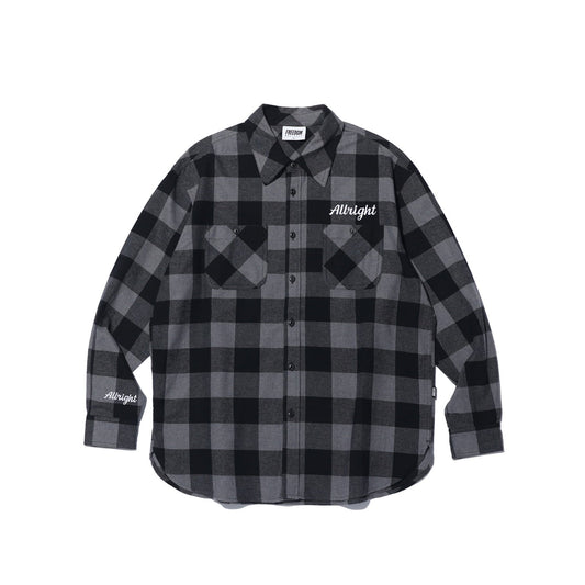 เสื้อเชิ้ตลายตารางหมากรุก ALLRIGHT (สีดำ)