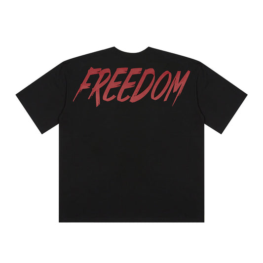 เสื้อยืด FREEDOM Overfit สกรีนหลัง (ดำ/แดง)