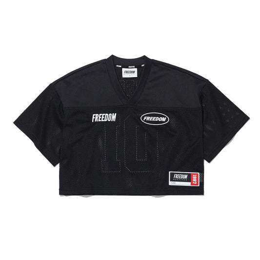 เสื้อรักบี้ครอปสำหรับผู้หญิง รุ่น Freedom (สีดำ/ขาว)