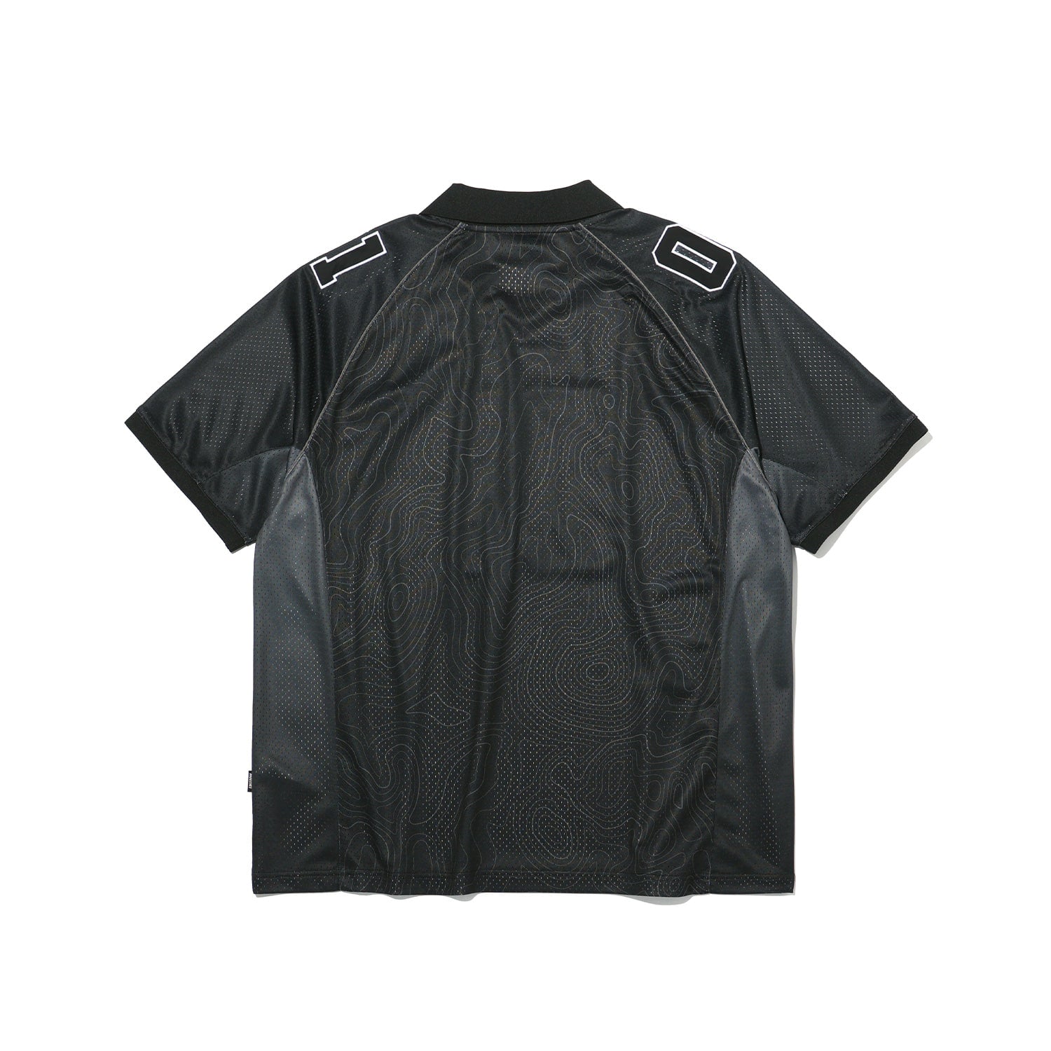 เสื้อยืดคอกลมผ้าตาข่ายเส้นคอนทัวร์ (สีดำ)