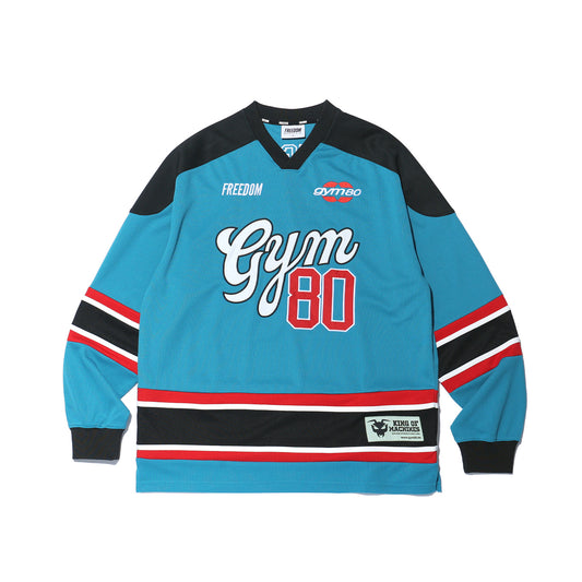 GYM80 เสื้อฮอกกี้แขนยาวเรโทร (สีน้ำเงิน)