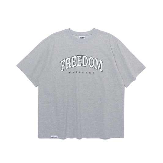 เสื้อยืดทรงกึ่งโอเวอร์ไซส์ Freedom Arch Logo (สีเทา)