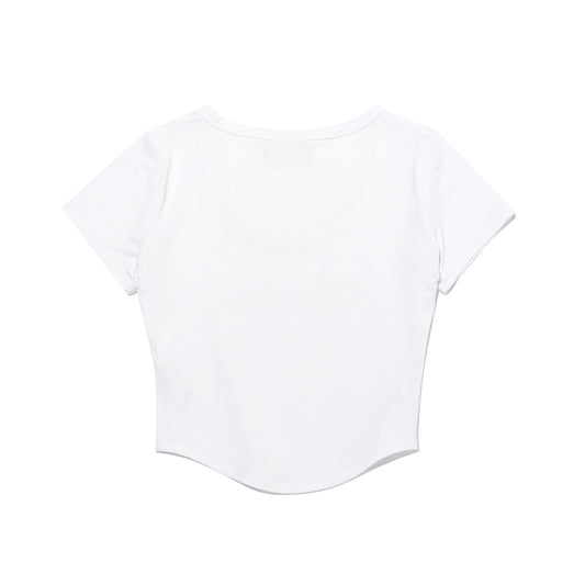 เสื้อครอปแขนสั้นคอกลมผ้า Modal (สีขาว)