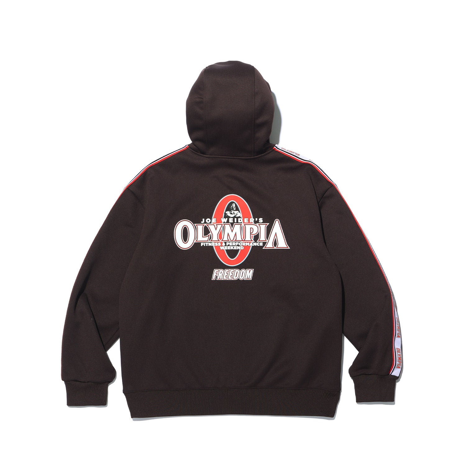 เสื้อฮู้ดซิปปักนูน Olympia Lettering Mesh (สีน้ำตาล)