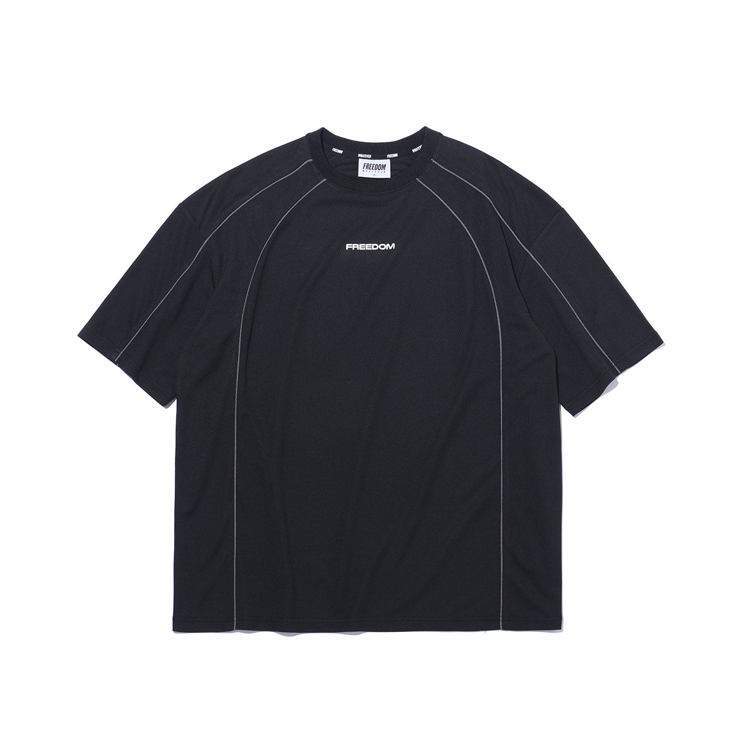 เสื้อยืดผ้าตาข่ายแบบผ่า (สีดำ)