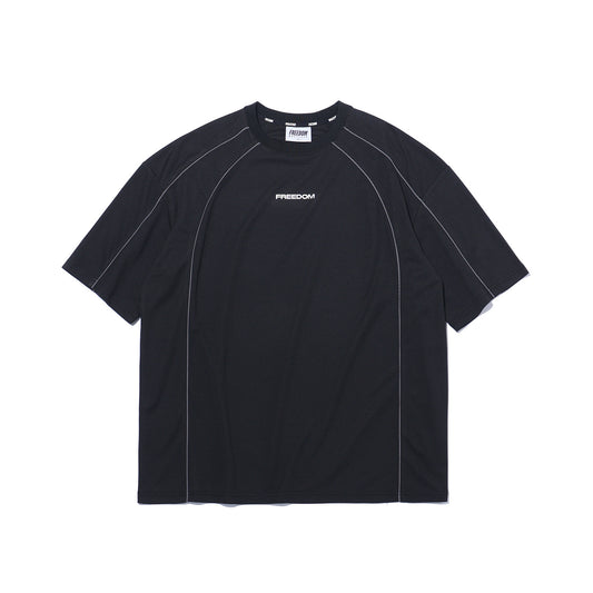 เสื้อยืดผ้าตาข่ายแบบผ่า (สีดำ)