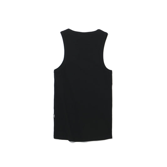 เสื้อกล้ามผ้าร่องลายตัวอักษรโลโก้ (สีดำ)