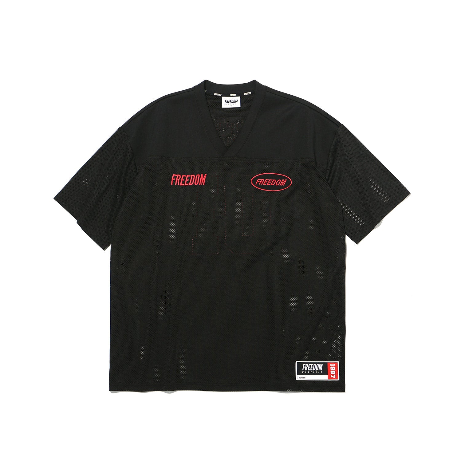 เสื้อรักบี้ตาข่าย Freedom (ดำ/แดง)