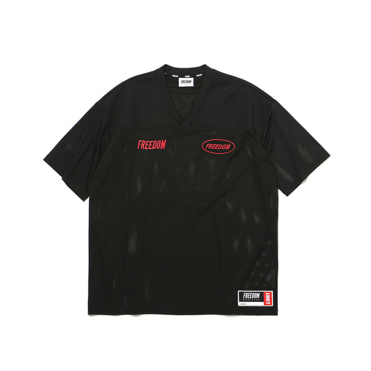 เสื้อรักบี้ตาข่าย Freedom (ดำ/แดง)