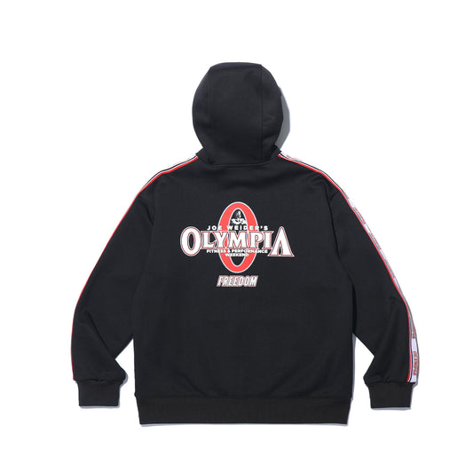 เสื้อฮู้ดซิปปักนูน Olympia Lettering (สีดำ)