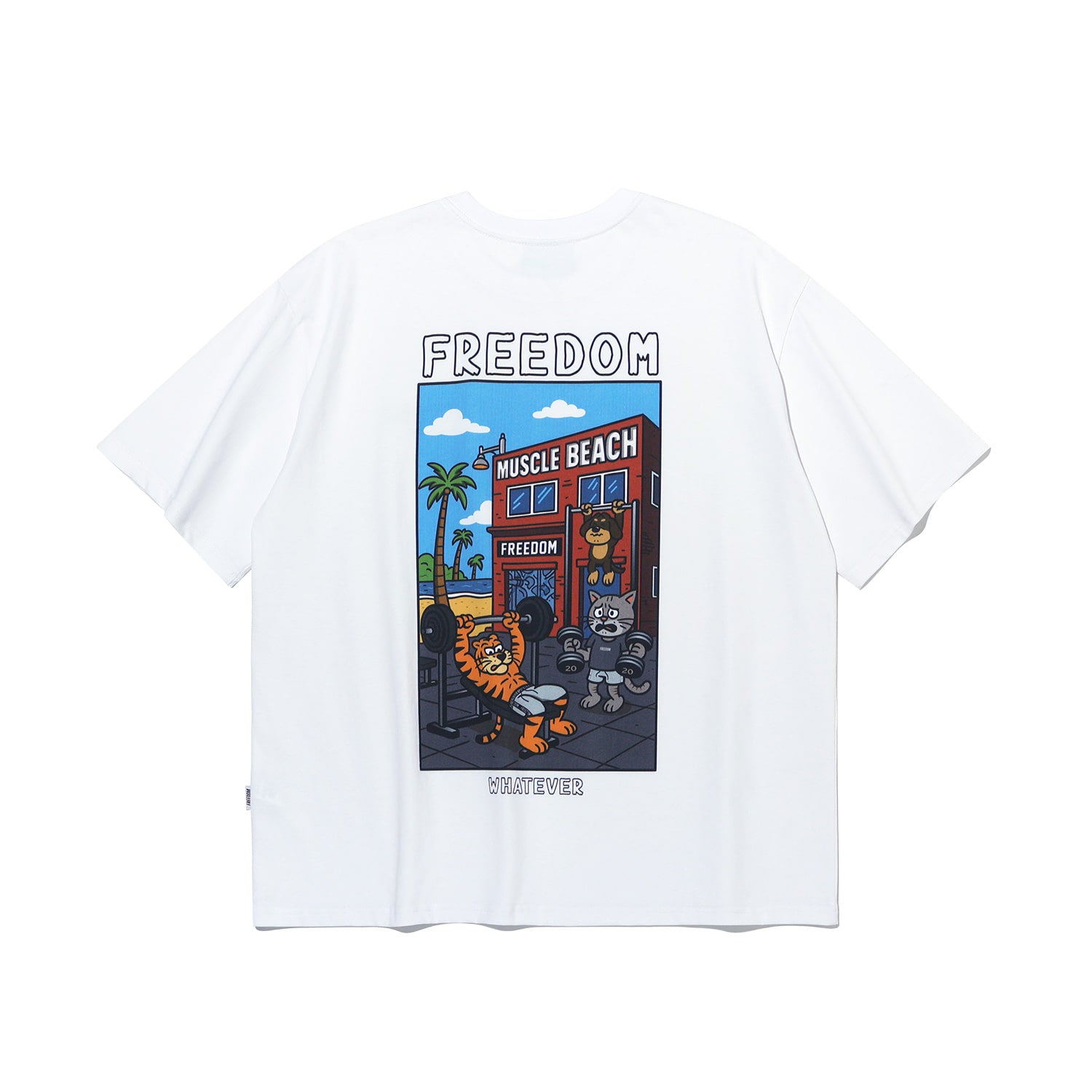 เสื้อยืดพิมพ์ลายกล้ามเนื้อสัตว์ (สีขาว)