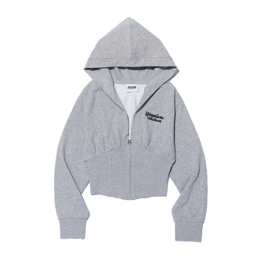 เสื้อฮู้ดซิปคอร์เซ็ตทรงสลิม (สีเทา)