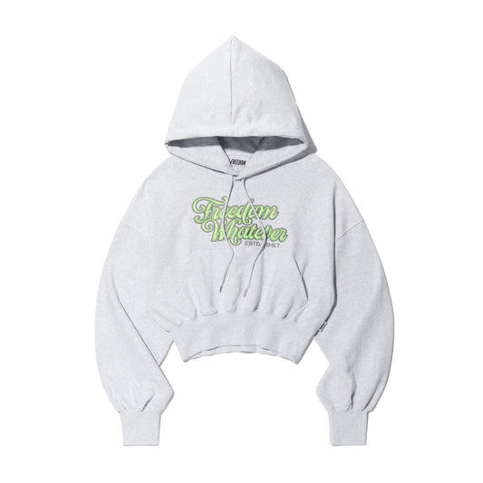 เสื้อฮู้ดดี้ครอปปักตัวอักษรสำหรับผู้หญิง (สีกรมท่า)