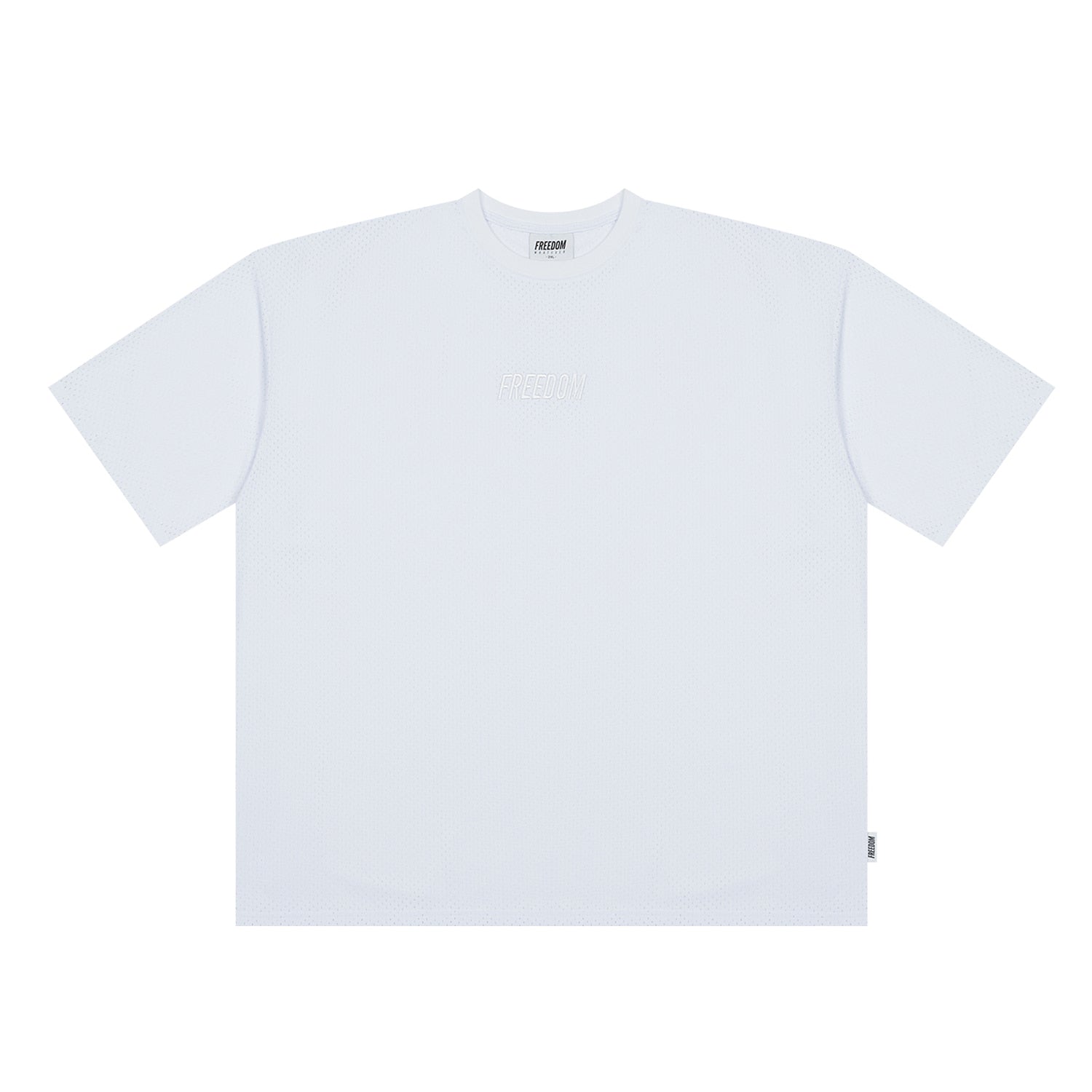 เสื้อยืดตาข่ายโอเวอร์ฟิตพิมพ์ลาย Freedom (สีขาว)