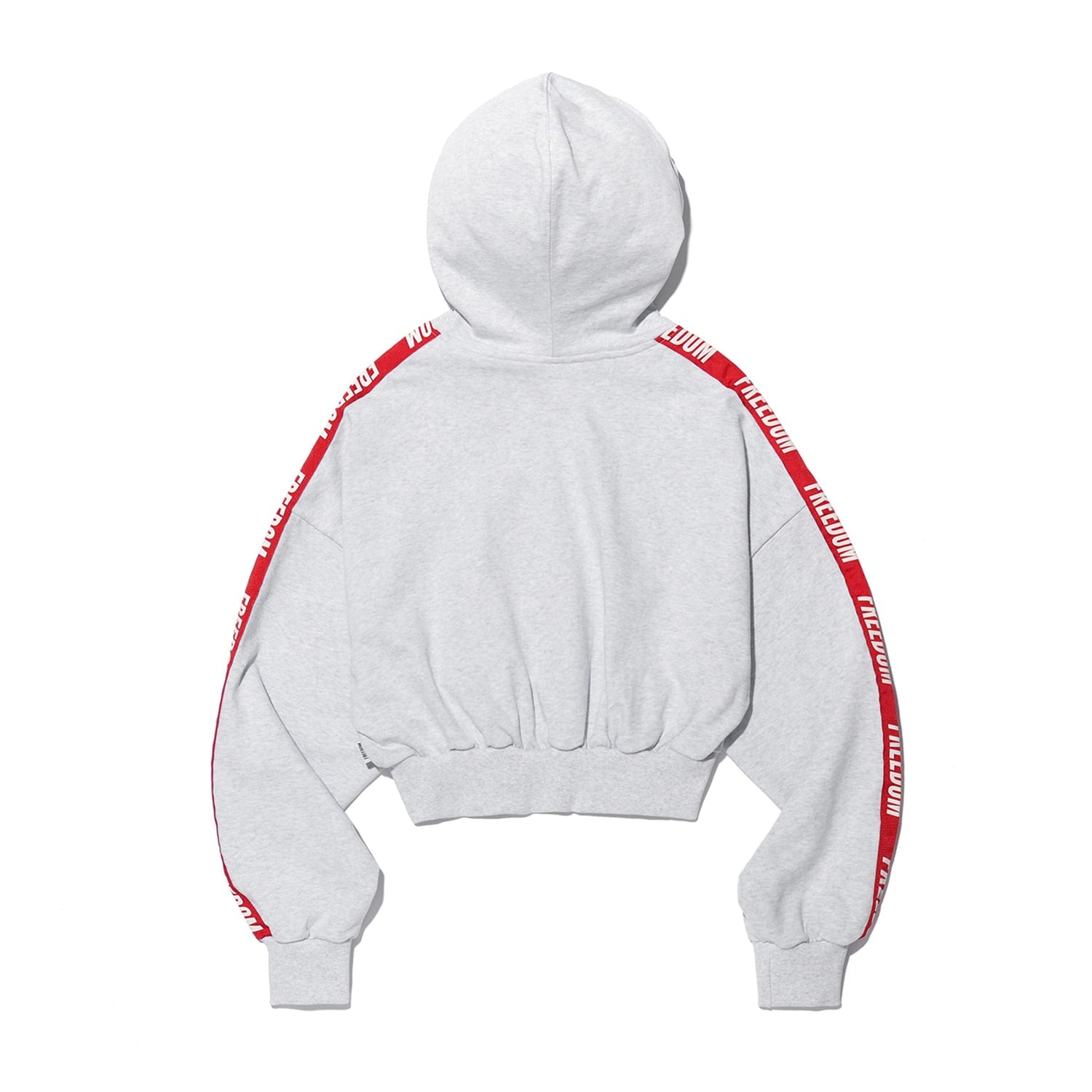 Freedom เสื้อฮู้ดซิปครอปตัวอักษรสำหรับผู้หญิง (สีกรมท่างง)