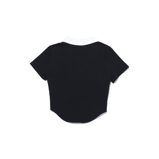 เสื้อแขนสั้นคอปก (ดำ)