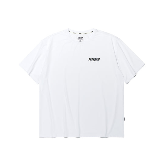เสื้อยืดตาข่ายสี่เหลี่ยมทรงกึ่งหลวม (สีขาว)