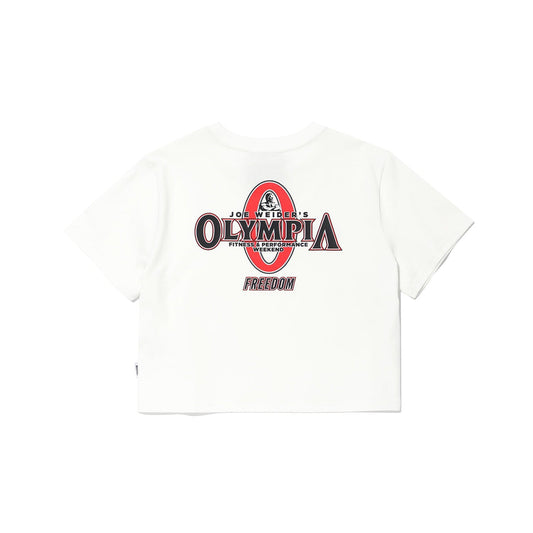 เสื้อครอป Olympia Small Logo สำหรับผู้หญิง (สีขาว)