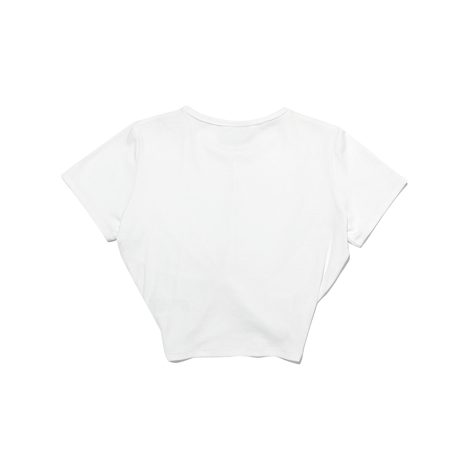 เสื้อครอปแขนสั้นผ้าถักลายริบนัว (สีขาว)