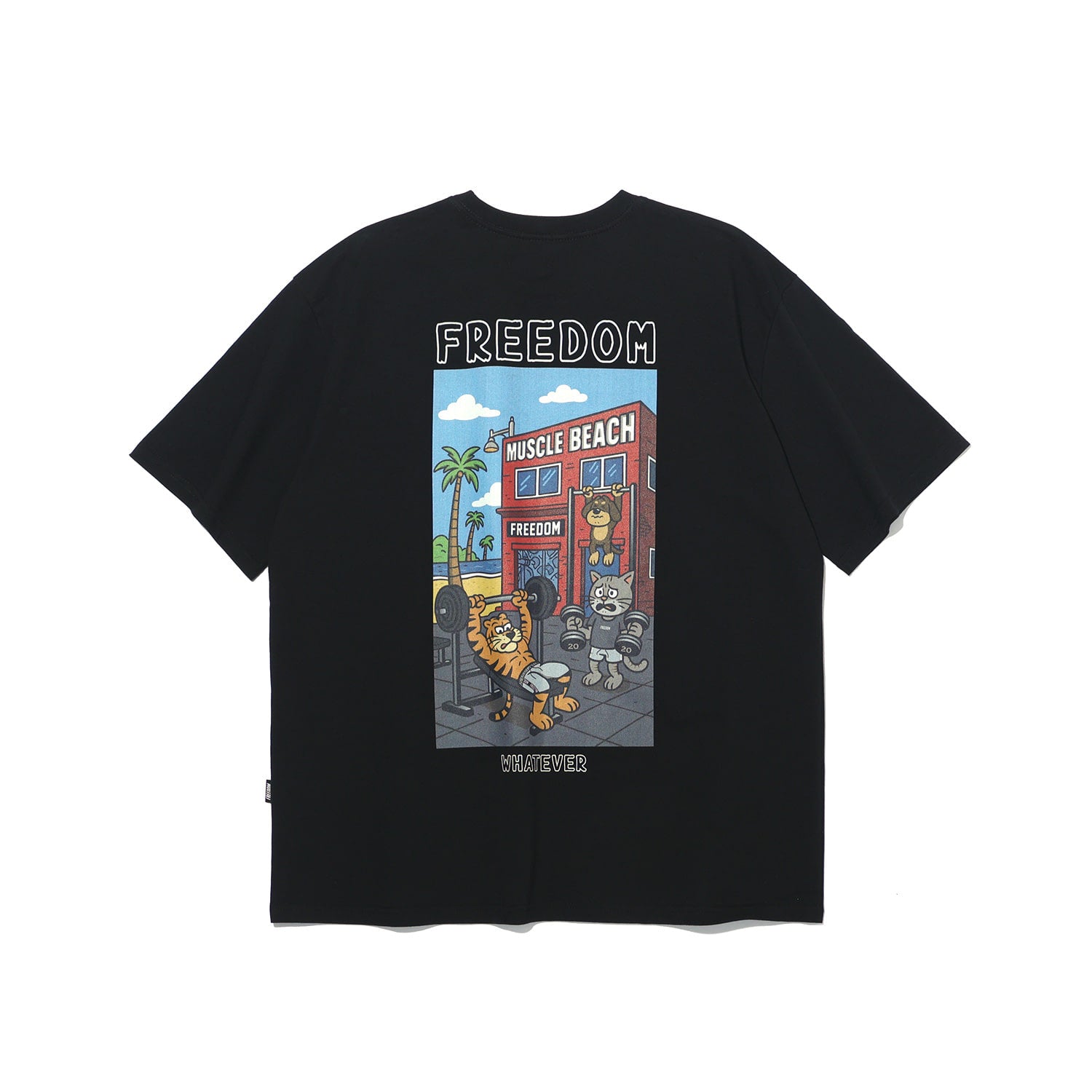 เสื้อยืดพิมพ์ลาย Animal Muscle Beach (สีดำ)