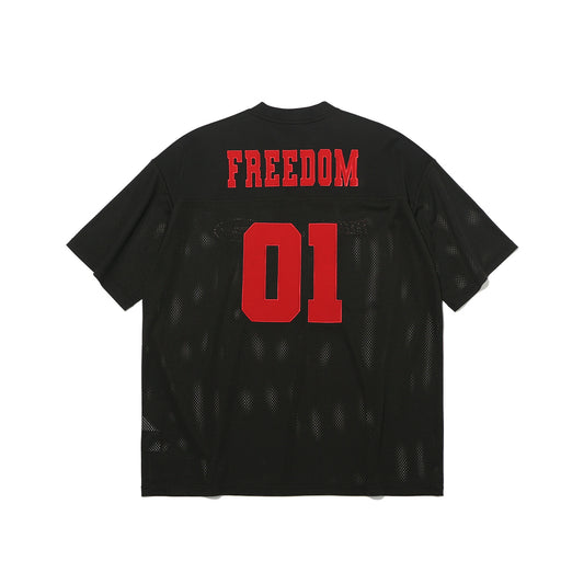 เสื้อรักบี้ตาข่าย Freedom (ดำ/แดง)