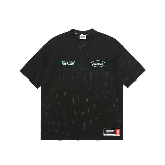 เสื้อรักบี้ตาข่ายระบายอากาศ รุ่นฟรีดอม (สีดำ/เขียวอมฟ้า)