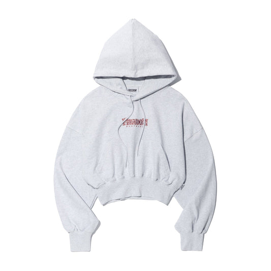 เสื้อฮู้ดดี้ครอป ลายทาง โลโก้เล็ก สำหรับผู้หญิง (สีกรมท่า)