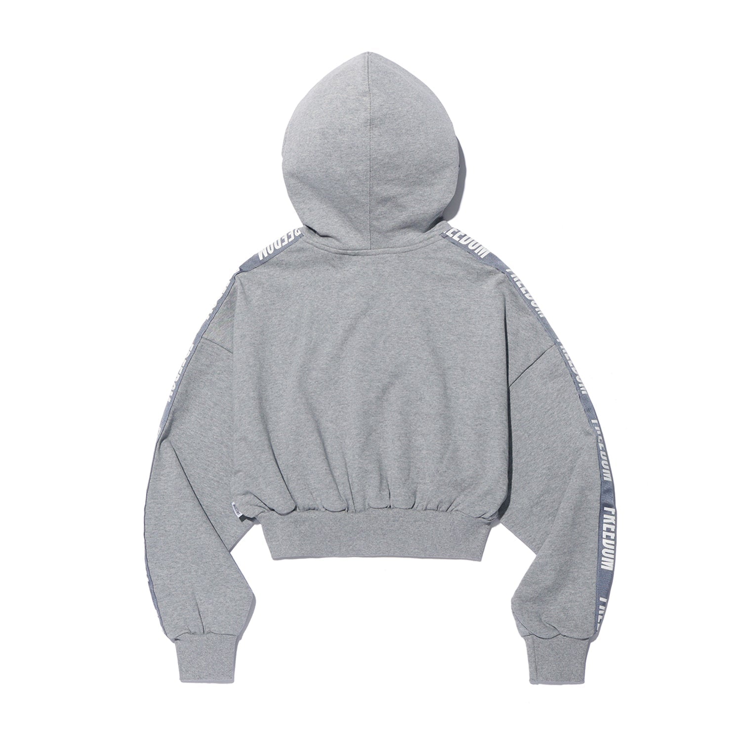 เสื้อฮู้ดดี้ครอปซิปหน้าปักอักษร Freedom สำหรับผู้หญิง (สีเทา)