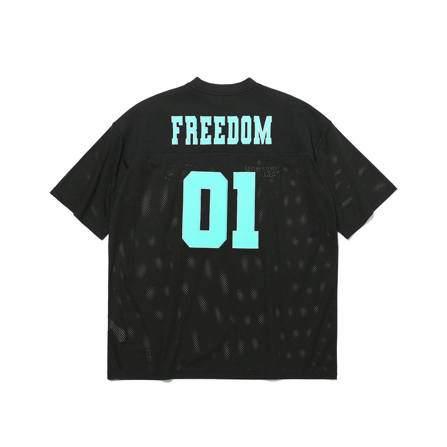 เสื้อรักบี้ตาข่ายระบายอากาศ รุ่นฟรีดอม (สีดำ/เขียวอมฟ้า)