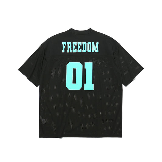 เสื้อรักบี้ตาข่ายระบายอากาศ รุ่นฟรีดอม (สีดำ/เขียวอมฟ้า)