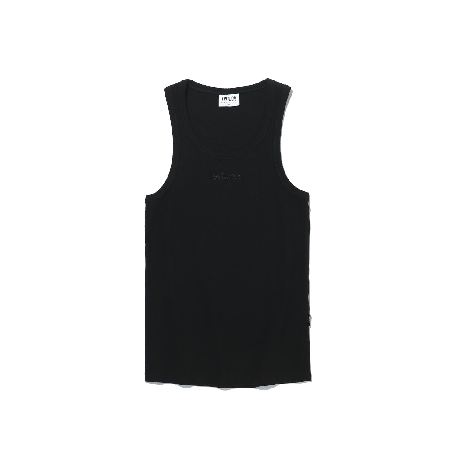 เสื้อกล้ามผ้าร่องลายตัวอักษรโลโก้ (สีดำ)