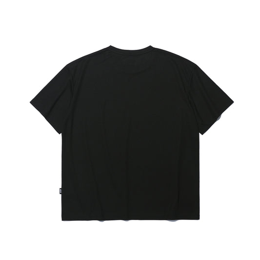 เสื้อยืดทรงโอเวอร์ไซส์เล็กน้อยผ้าตาข่ายระบายอากาศ (สีดำ)