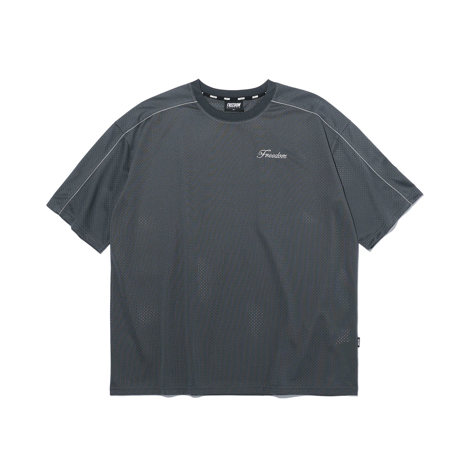 เสื้อยืดคอกลมผ้าตาข่ายสำหรับใส่เล่นกีฬา (สีกรม)