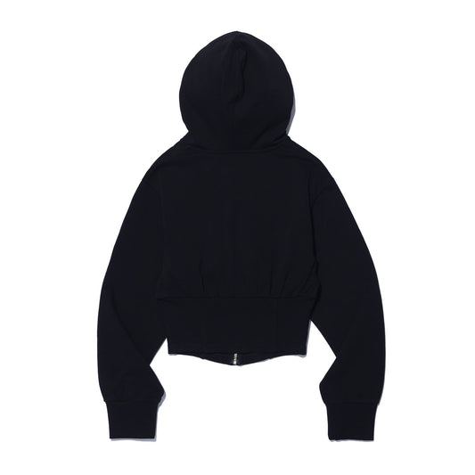 เสื้อฮู้ดซิปอัพคอร์เซ็ตเข้ารูป (สีดำ)