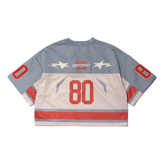 GYM80 เสื้อเจอร์ซีย์รักบี้ครอปย้อนยุคสำหรับผู้หญิง (สีเบจ)