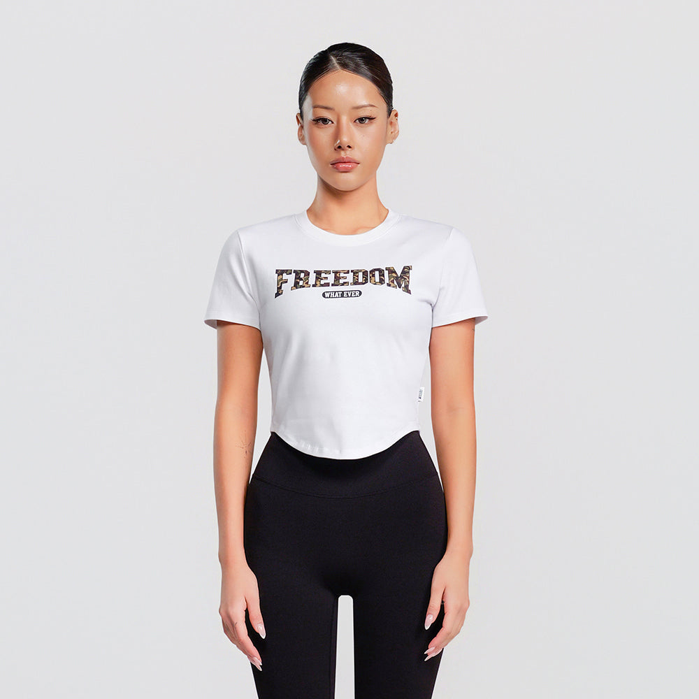 Freedom Camo Logo Crop T-shirt (White) detail