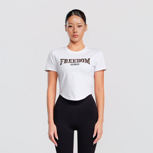 Freedom Camo Logo Crop T-shirt (White) detail