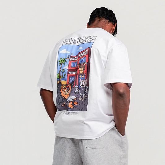 Animal Muscle Beach Graphic T-shirt (White) detail