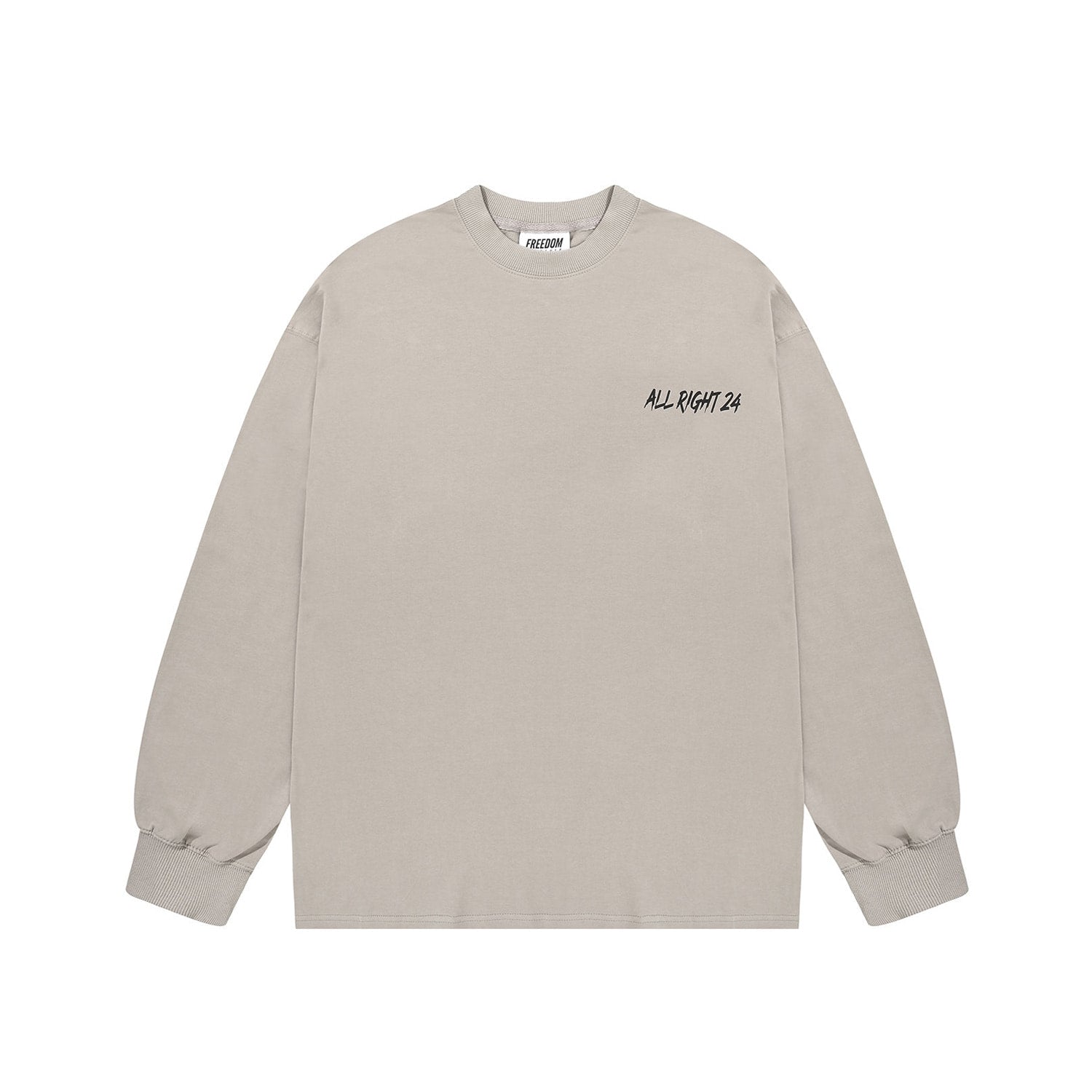 เสื้อยืดแขนยาวพิมพ์ลายด้านหลังรุ่น ALLRIGHT (สีเทา)